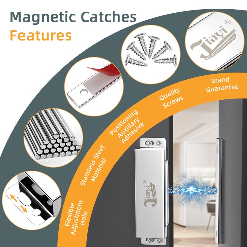 Jiayi Cabinet Door Magnet Jiayi Magnetic Latch Cupboard Magnetic Cabinet Catch Heavy Duty Kitchen Cabinet Magnetic Door Catch Strong for Wardrobe Closet Door Closure (110lb- 1Pack) - Image 3